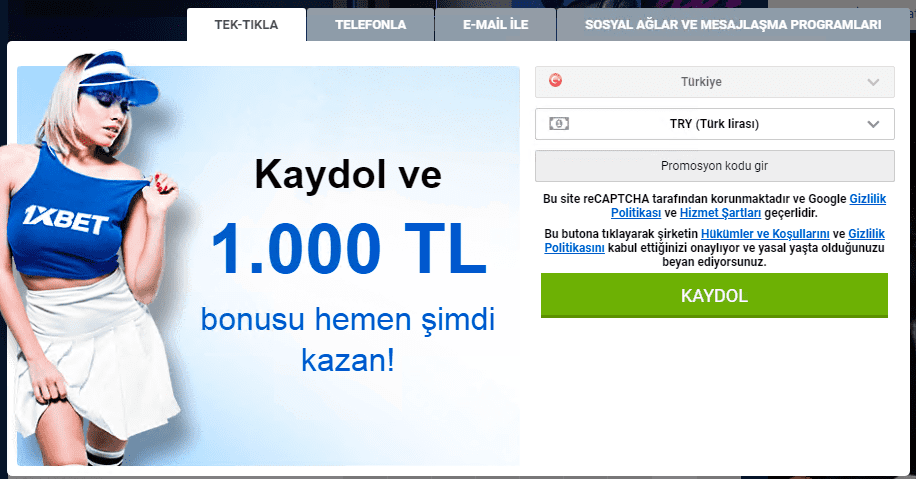 1xbet üyelik