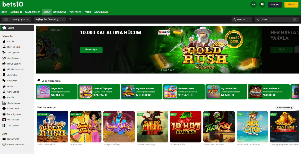 bets10 casino bölümü